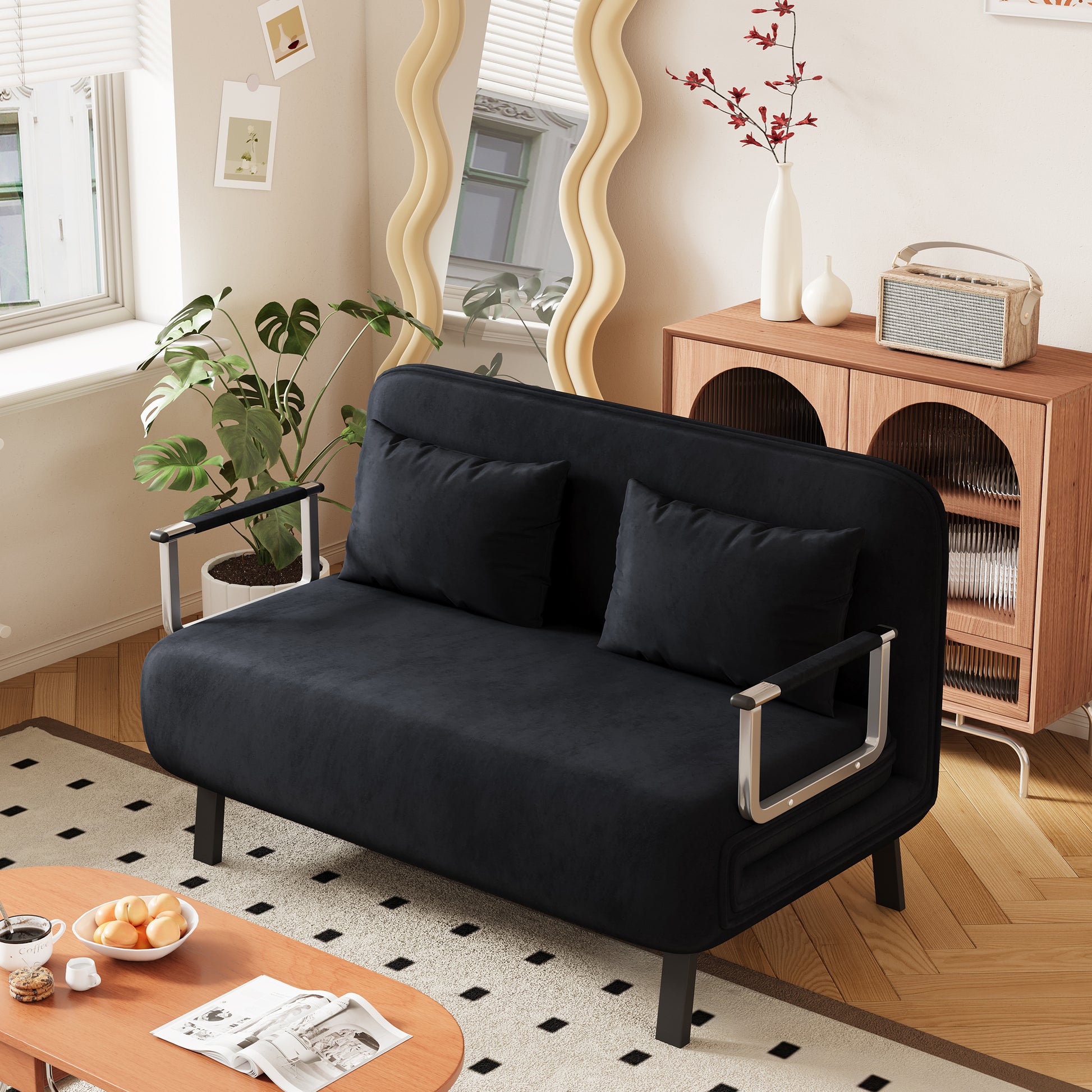 39 Convertible Chair Bed, Tri Fold Sofa Bed With Adjustable Backrest