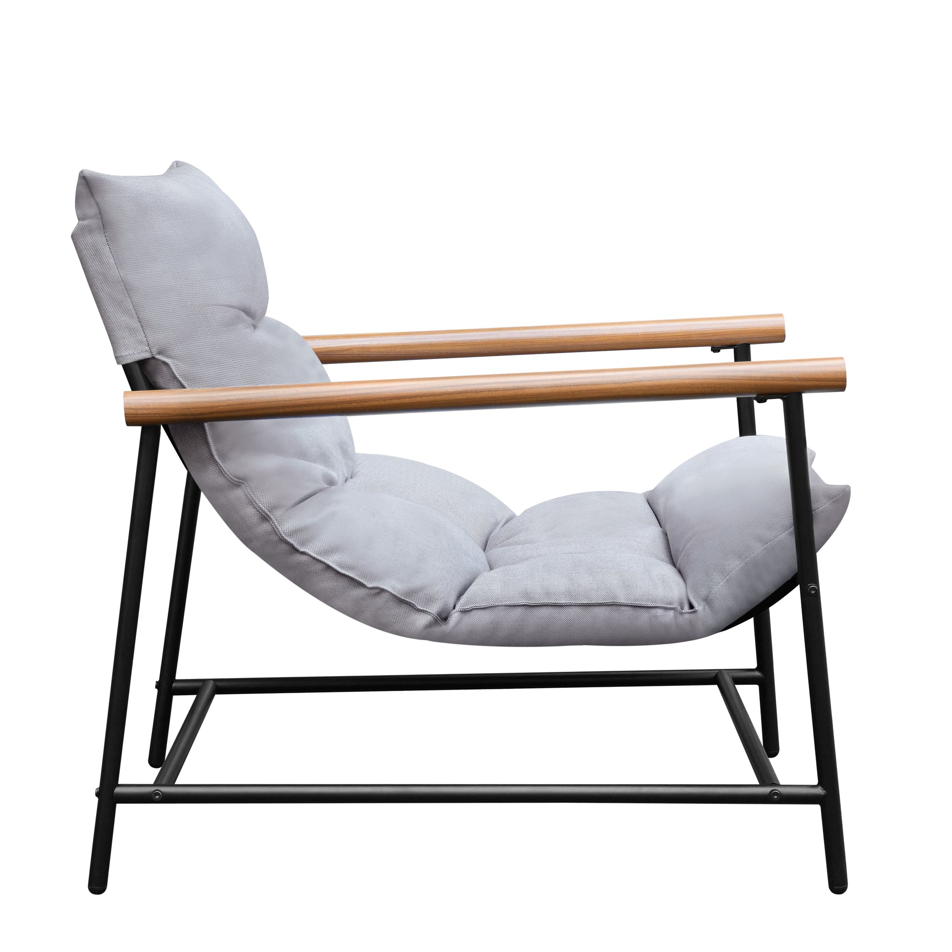 Modern Accent Chair, Living Room Reading Chair With Sturdy Metal Frame Grey Primary Living Space Casual Foam Metal