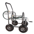 Garden Hose Reel Cart 4 Wheels Portable Garden Hose Reel Cart With Storage Basket Rust Resistant Heavy Duty Water Hose Holder Green Dark Green Abs Rubber Steel Q235