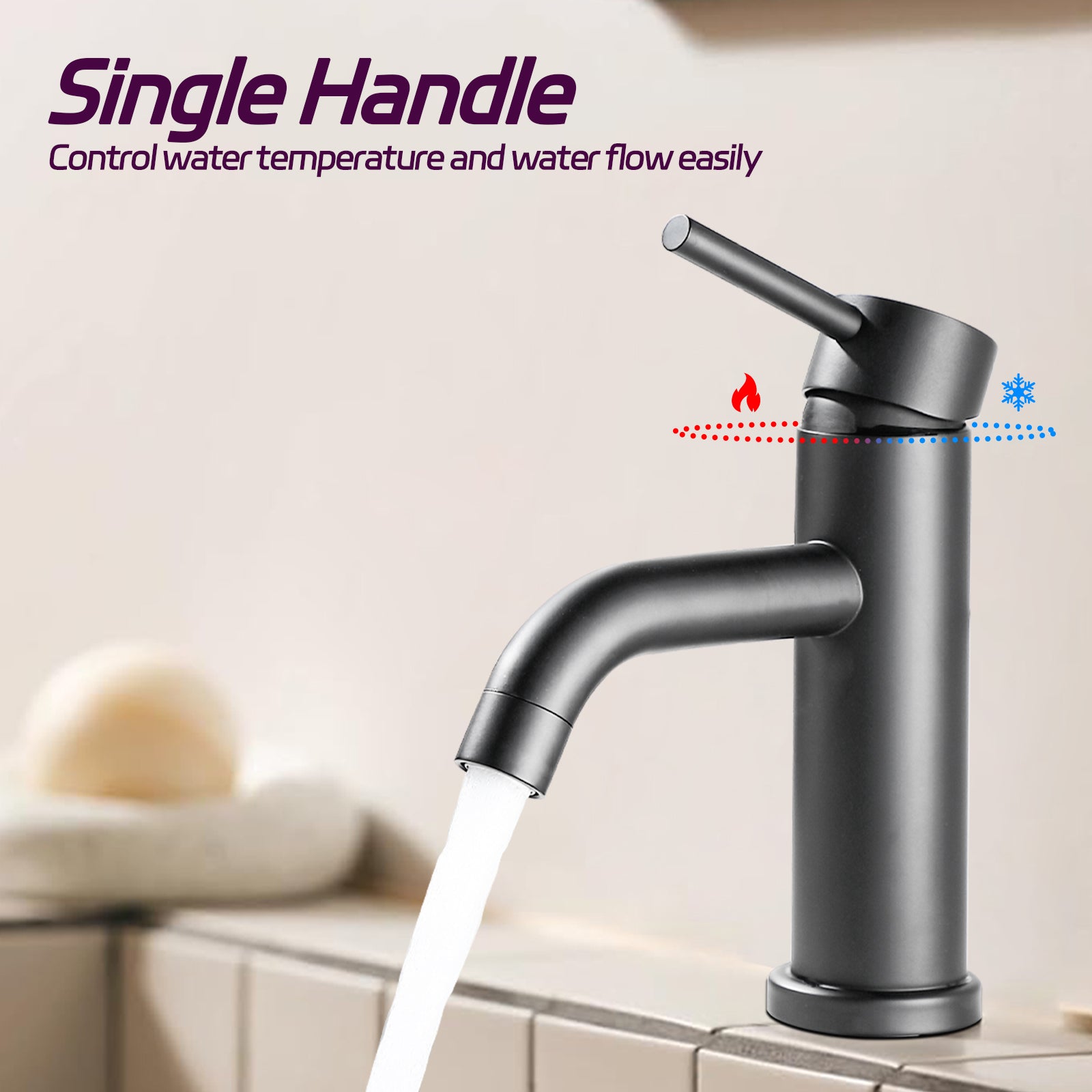 Bathroom Faucet Single Hole Modern Bathroom Sink Faucet Vanity Bathroom Faucet One Matt Black Deck Mounted Cartridge Valve Single Hole Faucets Bathroom Modern 1 Hole Faucets Stainless Steel