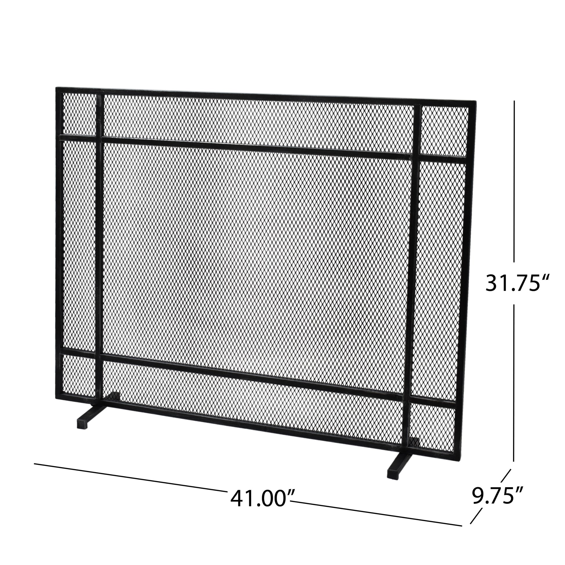 Fire Screen Black Silver Iron