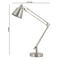 60W Metal Task Lamp With Adjustable Arms And Swivel Head, Set Of 2, Silver Silver Metal