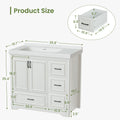 Cabinet Without Basin, 36 Inch Bathroom Cabinet, Bathroom Sink Cabinet With 2 Closing Doors And 4 Drawers. White Color, 35.8''W X 19.7''D X 35.4''H.Cabinet Only White Particle Board Mdf