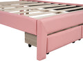 Full Size Upholstered Platform Bed With Tufted Headboard, Led And 2 Drawers, Pink Box Spring Not Required Full Pink Wood Bathroom Bed Frame Faux Leather Upholstered