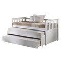 White Slatted Armrest Twin Daybed With Roll Out Bed Box Spring Not Required Twin White Wood White Wood