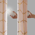 Total Blackout Metallic Print Grommet Top Curtain Panel Only 1 Pc Panel Blush Gold Microfiber