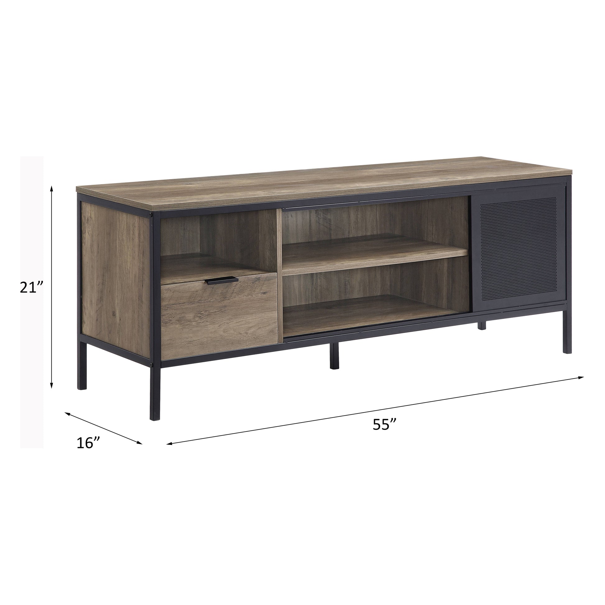 Rustic Oak And Black 1 Drawer Tv Stand Rustic Primary Living Space 50 Inches 50 59 Inches Wood Metal