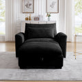 Black Corduroy Sofa Couch, Modular Couch With Storage Ottoman, Couch Deep Seat Couches For Modern Living Room Apartment Office Black Corduroy 1 Seat