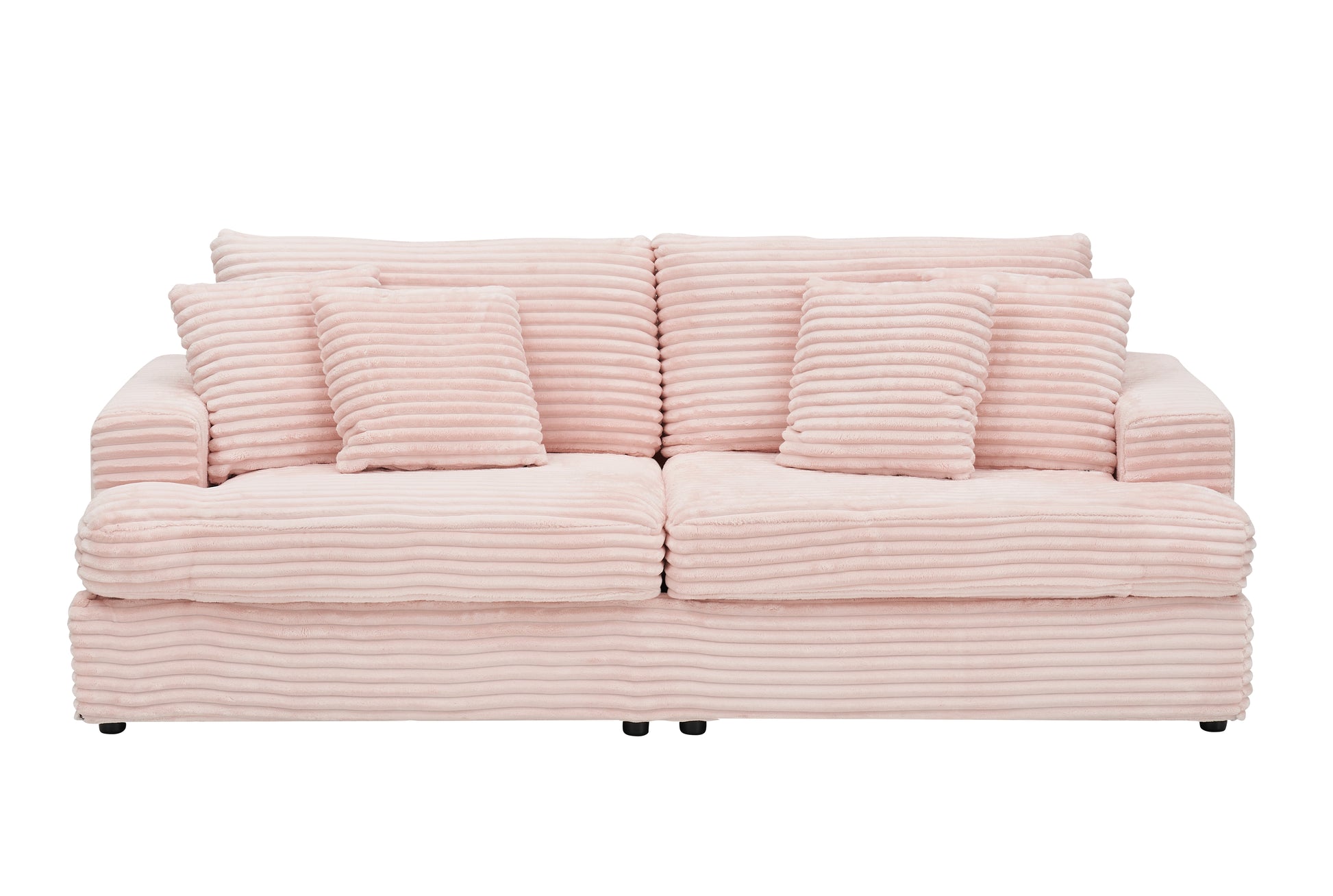 79.3Nch Corduroy Sofa With 4 Matching Toss Pillows Sleek Design Spacious And Comfortable 3 Seater Couch For Modern Living Room,Pink Pink Corduroy 3 Seat