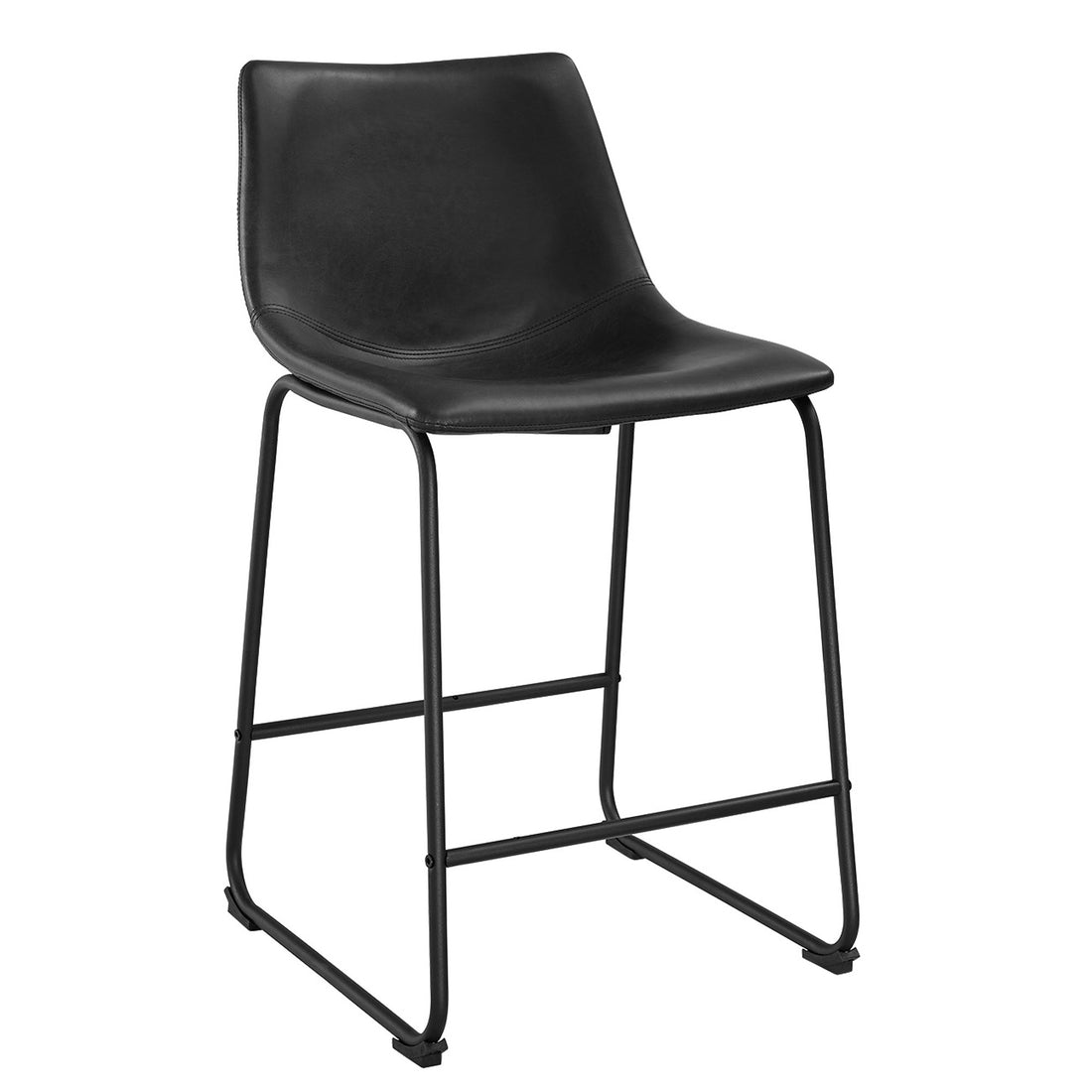 Industrial Faux Leather Counter Stools, Set Of 2 Black Black Polyurethane Foam Pu Leather