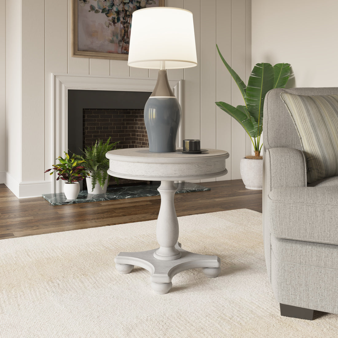 Mariano Gray Round End Table Gray Gray Round Solid Wood