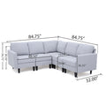 Mirod Comfy 5 Pieces L Shaped Sofa With Wooden Legs, Modern Side Chairs For Living Room Light Grey Fabric 4 Seat