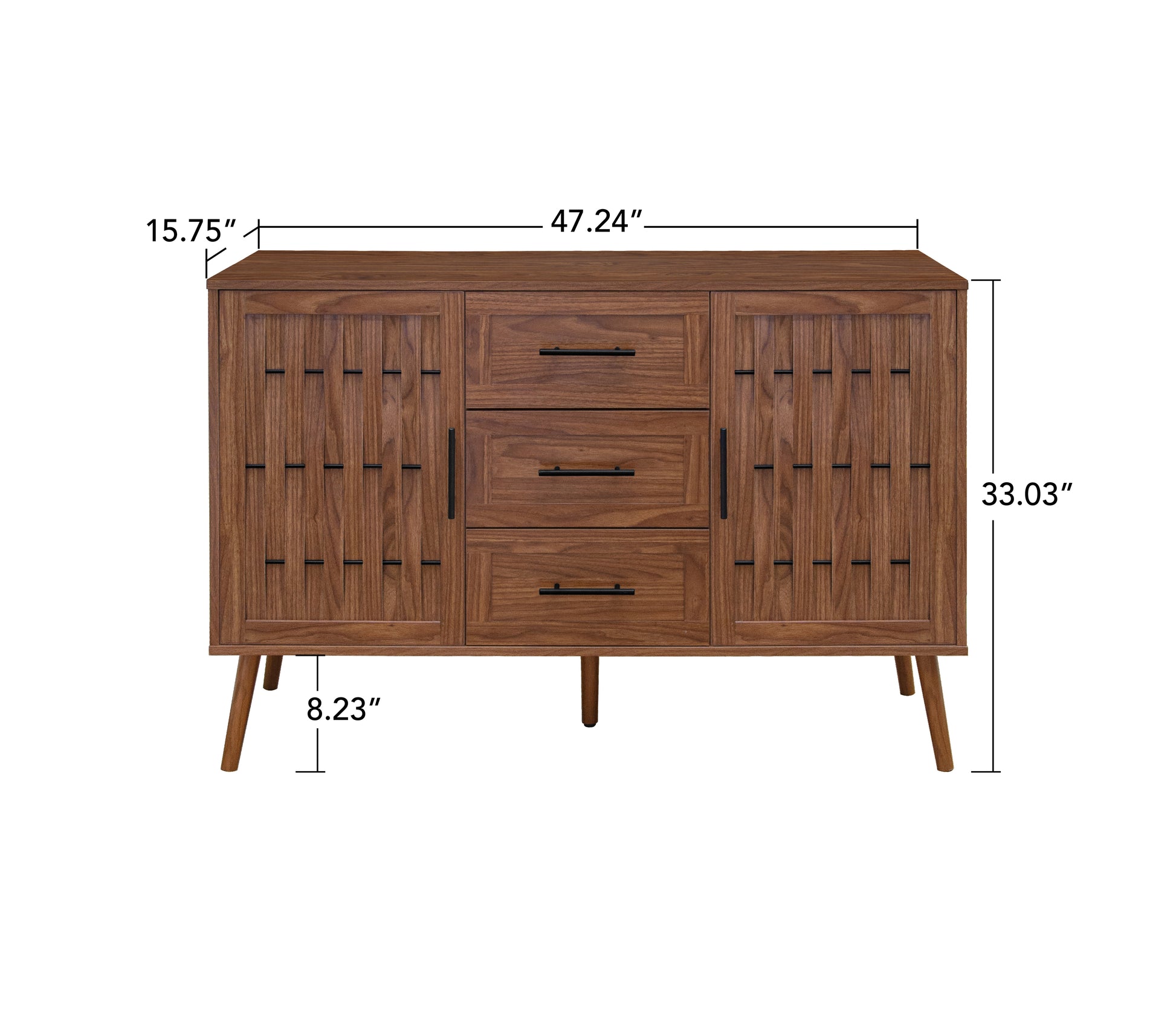 2 Door 3 Drawer Cabinet, Accent Storage Cabinet, Suitable For Living Room, Bedroom, Dining Room, Study Walnut Mdf