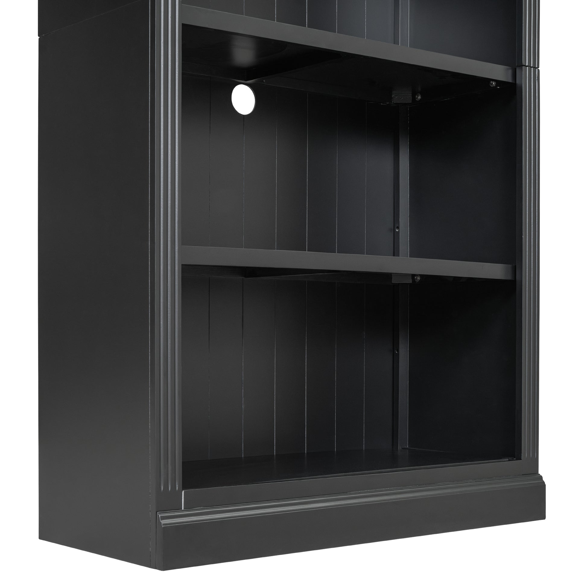 83" Tall Wood Bookcase Suite ,5 Tier Home Decor Bookcase Suite With Adjustable Shelves,Storage Organizer For Cds Books Movies,Free Standing Storage Shelves Suite For Living Room,Office,Black Black Solid Wood Mdf