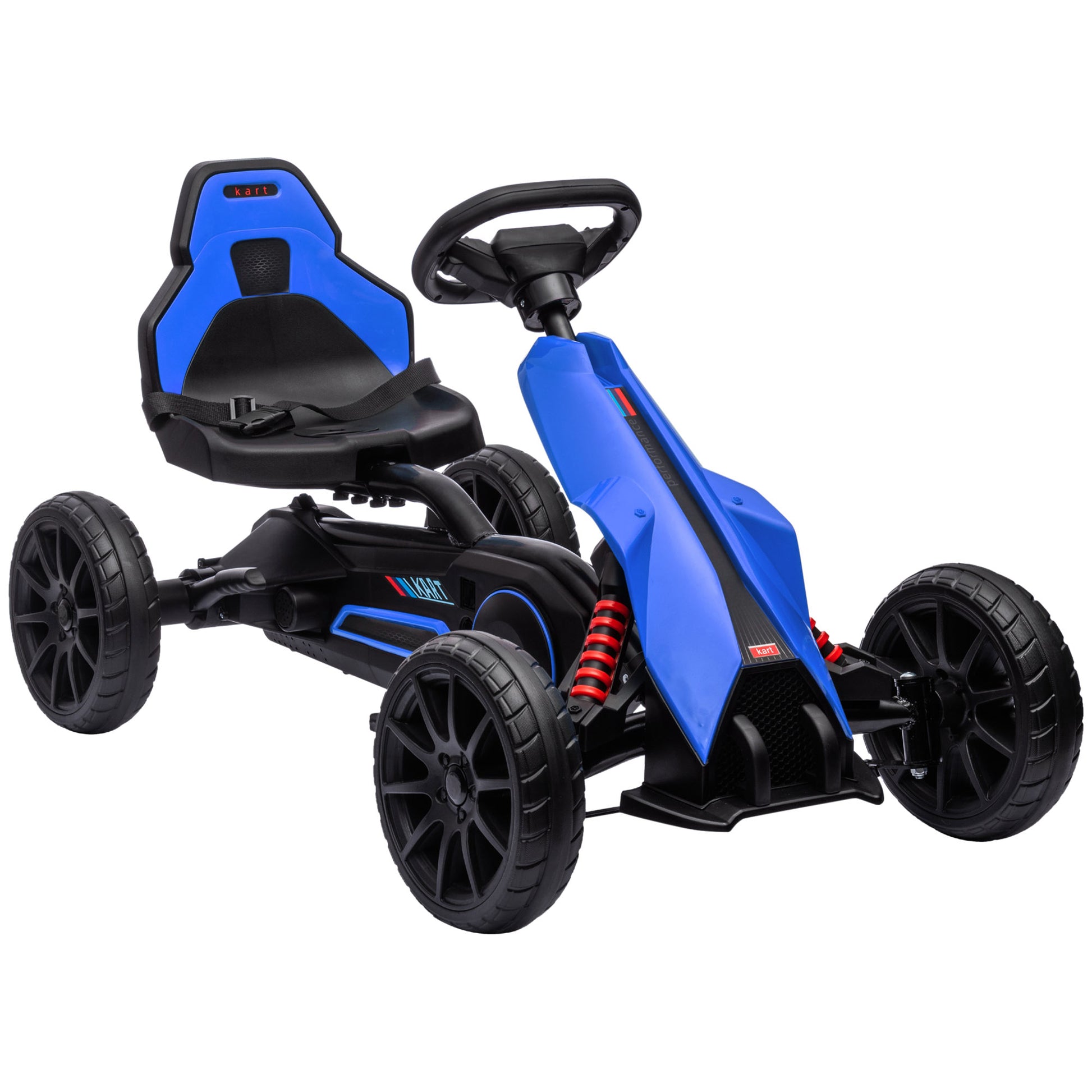 junior pedal go kart Aosom Kids Pedal Go Kart, Outdoor Ride On Toy With Adjustable Seat, Swing Axle, Handbrake, 4 Non Slip Eva Wheels For Boys And Girls Aged 3 8 Years