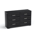 Modern 3 Drawer Bedroom Chest Of Drawers With 6 Drawers Dresser, Clothes Organizer Metal Pulls For Living Room, Bedroom, Hallway, Black,47.6 L X 15.7 W X 28.9 H Black Particle Board Mdf