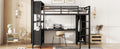 Metal Loft Bed With Wardrobe And L Shaped Desk, Full Size Loft Bed With Storage Cubes And Shelves, Heavy Duty Loft Bed For Kids Teens Adults, Black Full Black Metal