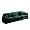 Mid Century Modern 3 Seater Sectional Sofa With 2 Arm Pillows And 3 Throw Pillows,Green Corduroy Fabric Green Corduroy 3 Seat