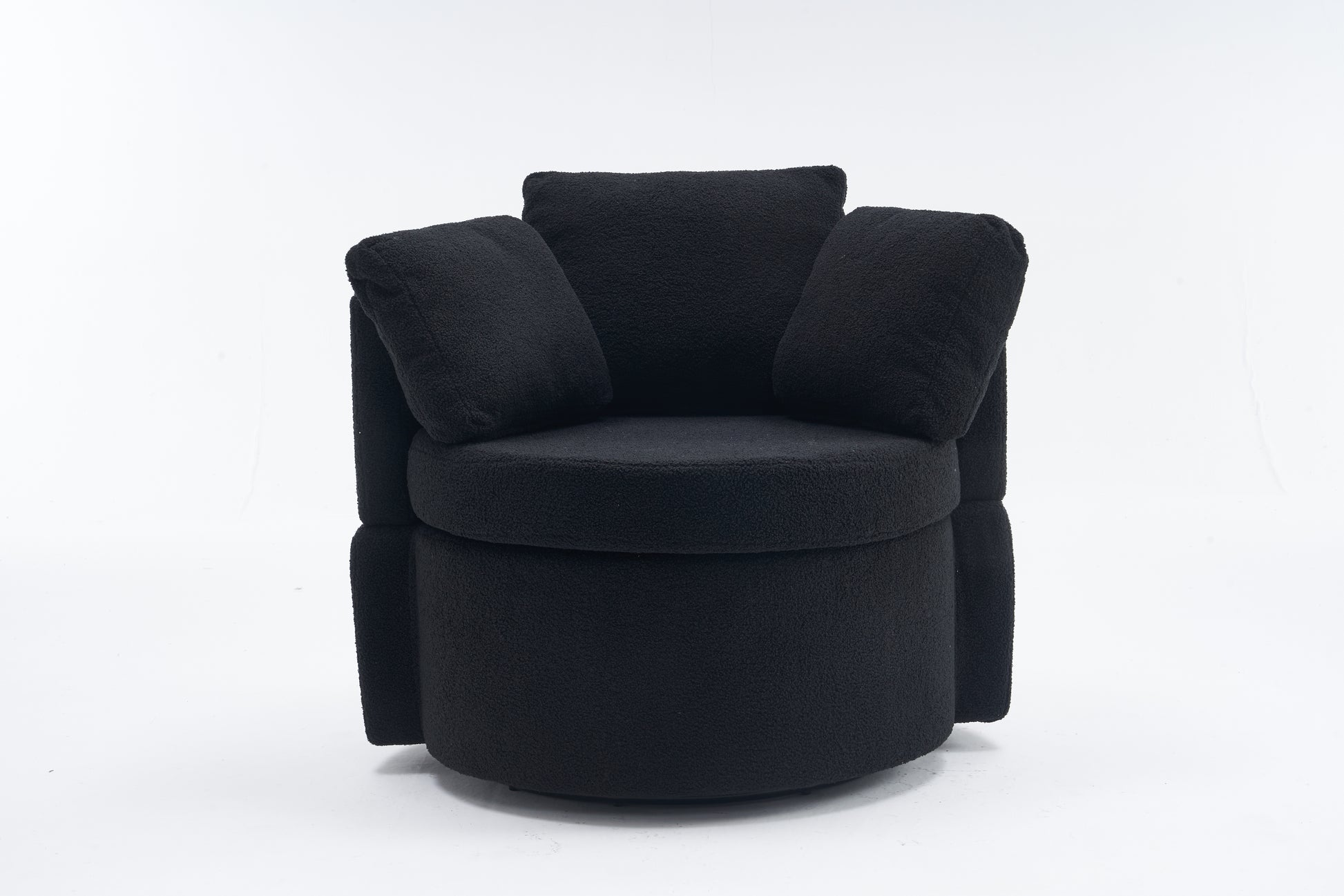 029 Teddy Fabric Swivel And Storage Chair With Back Cushion For Living Room,Black Black Primary Living Space Modern Foam Teddy