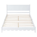 Queen Size Wood Platform Bed Frame, Retro Style Bed With Rectangular Headboard,No Need Box Spring,White Queen White Wood