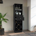 Classic Bar Cabinet, Two Drawers, Twelve Built In Wine Rack Black Black Dining Room Modern Particle Board Particle Board