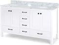 73'' Bathroom Vanity With Marble Top & Double Ceramic Sinks, 4 Doors, 6 Drawers, White White Plywood