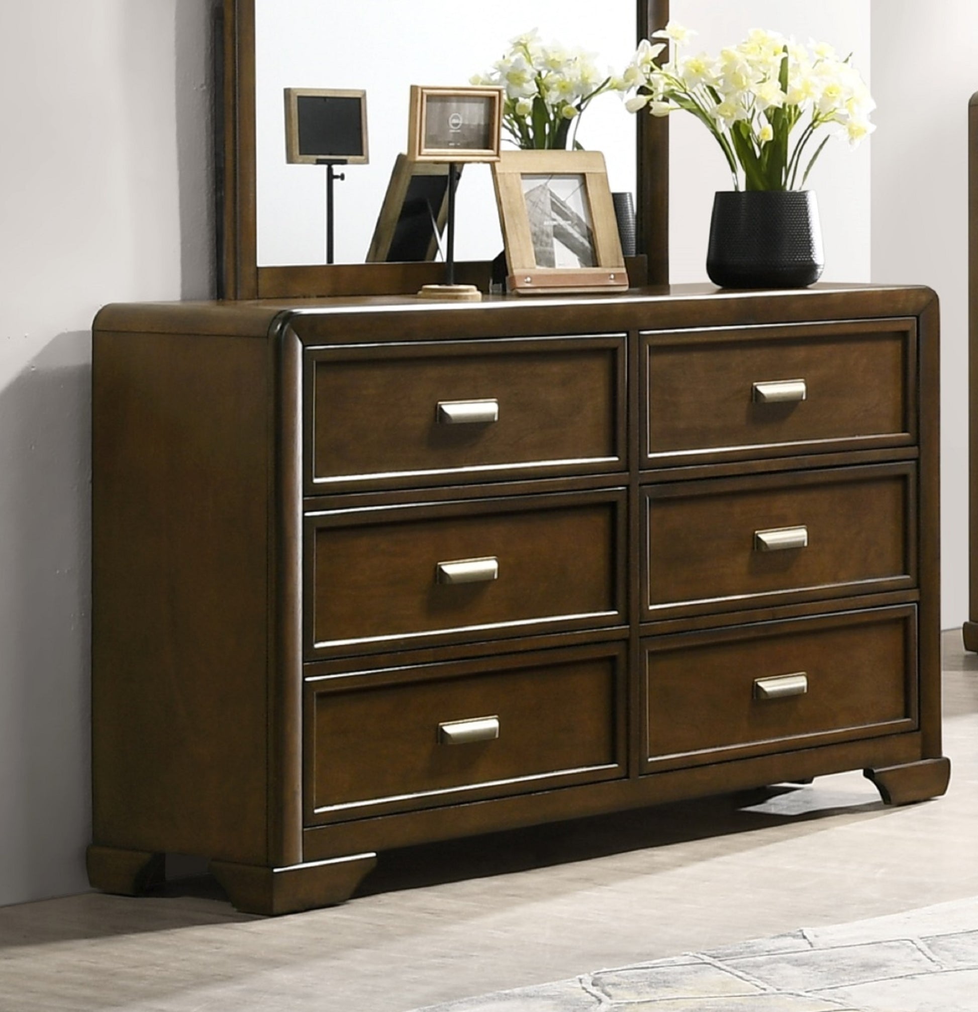 Contemporary Style 1Pc 6 Drawer Dresser Dark Brown Finish Wooden Home Contemporary Style 1Pc 6 Drawer Dresser Dark Brown Finish Wooden Home