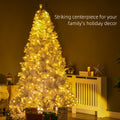 Homcom 7.5Ft Tall Prelit Artificial Christmas Tree Holiday D Cor With 1518 Branches, 500 Warm White Led Lights, Auto Open, White White Plastic