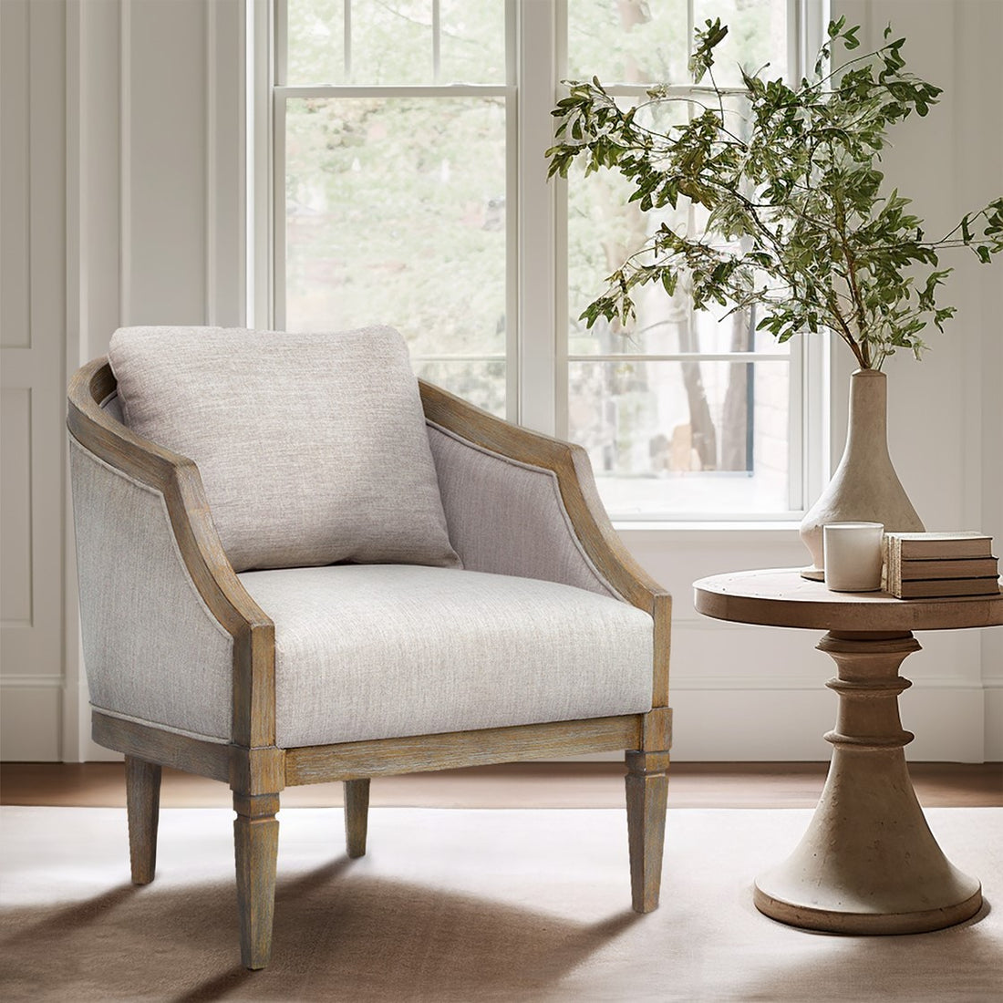 Accent Chair Beige Polyester