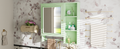 Wall Mounted Bathroom Storage Cabinet, Medicine Cabinets With Large Mirror Door, Adjustable Shelves And Three Open Storage Levels Not Include Bathroom Vanity Green 1 5 Mirror Included Bathroom Wall Mounted Mdf Glass Painted