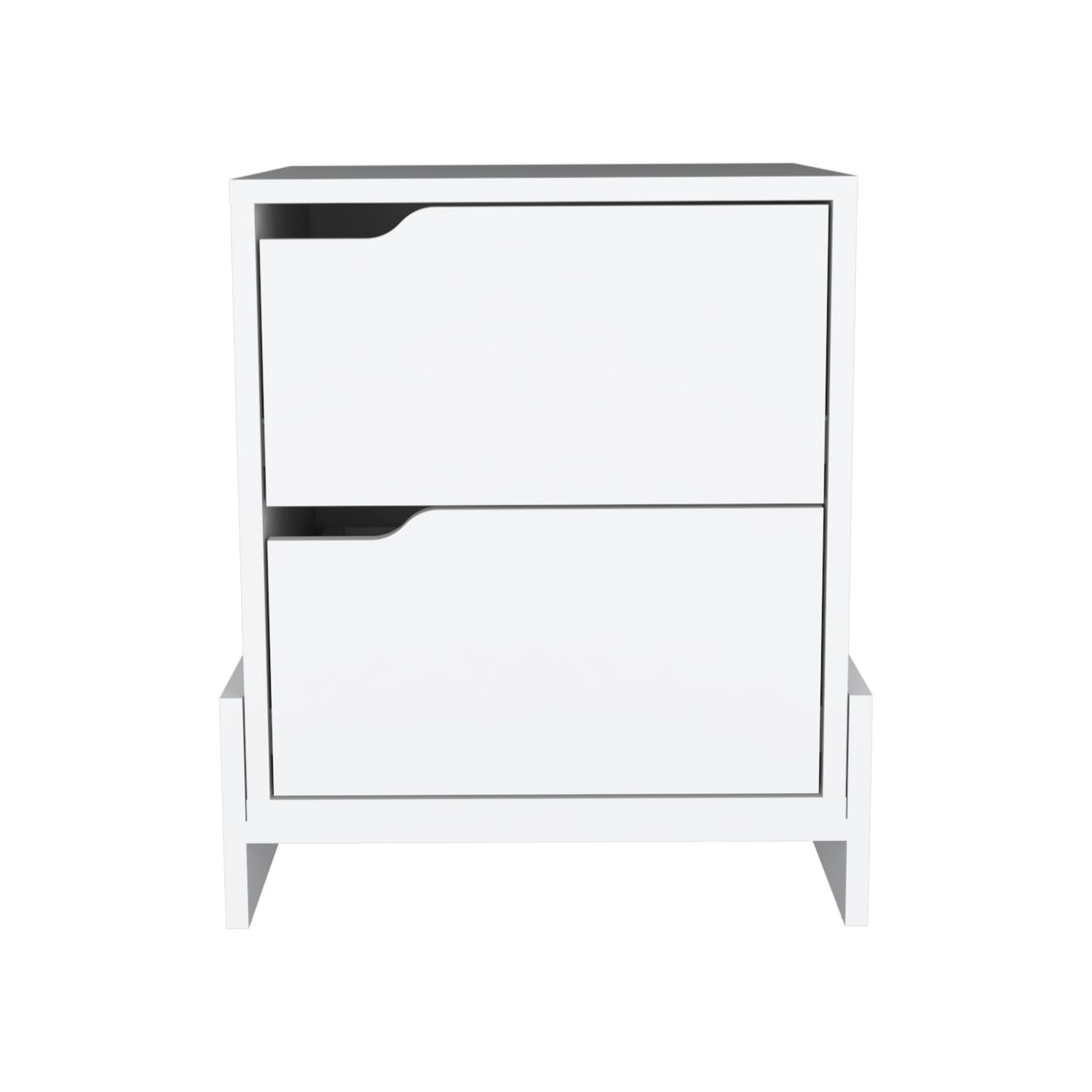 Luss Nightstand, Bedside Table With 2 Drawers White 2 Drawers Rectangle Modern Shelf Particle Board Engineered Wood