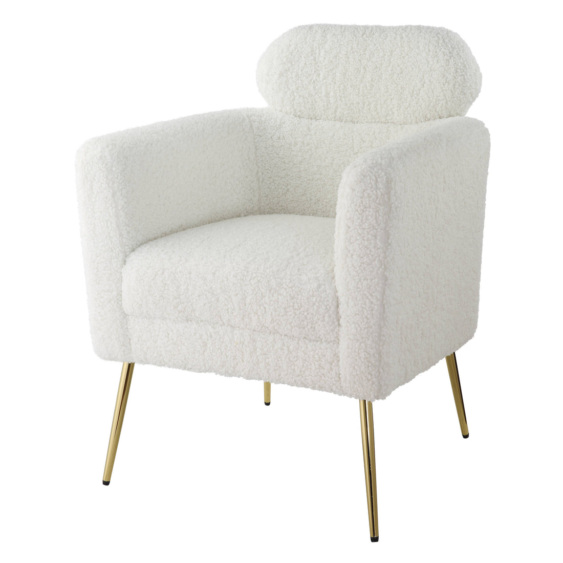 White And Gold Tight Back Accent Chair White Primary Living Space Modern Wood Fabric