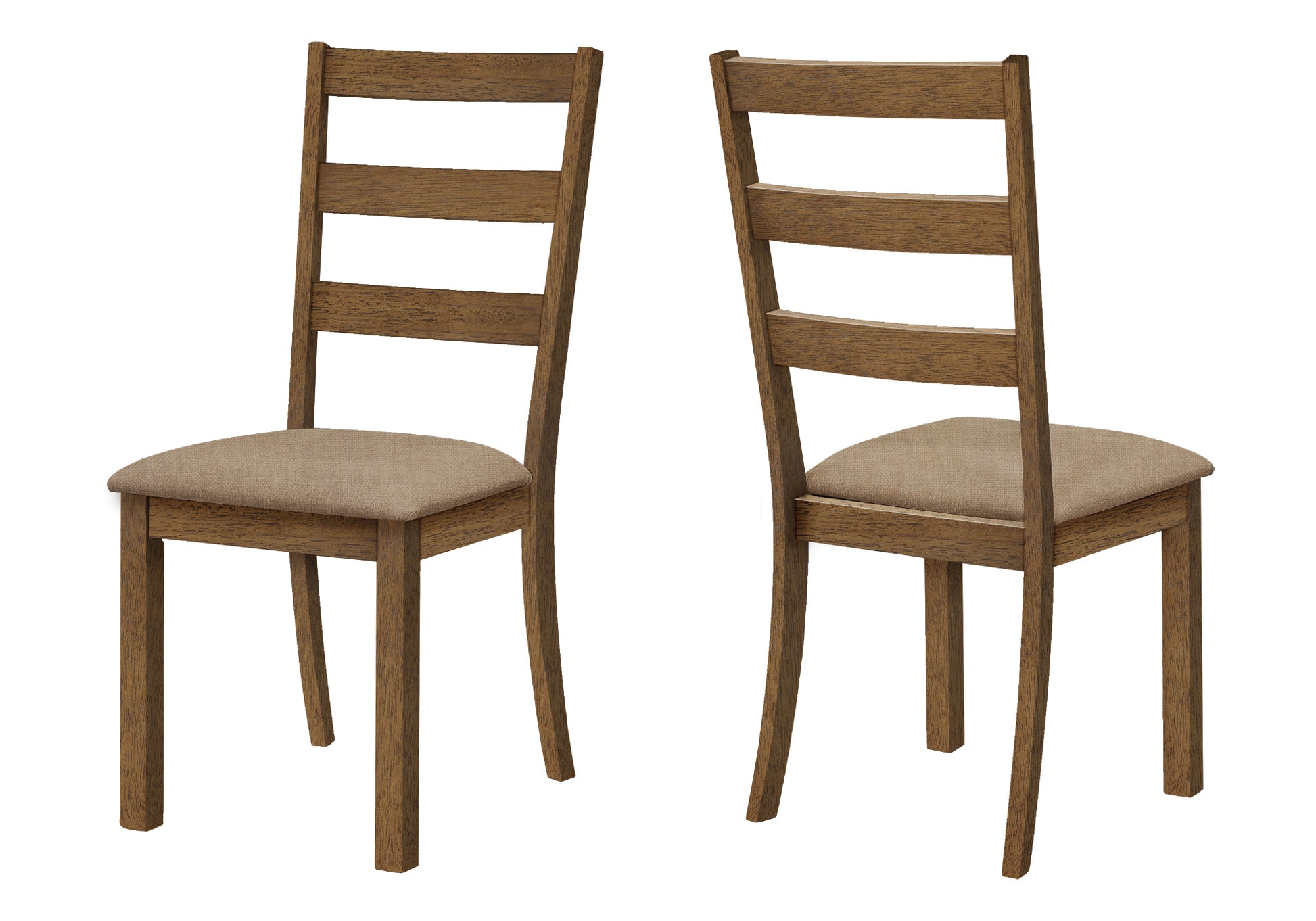 Dining Chair, Set Of 2, Side, Upholstered, Kitchen, Dining Room, Brown Fabric, Walnut Wood Legs, Transitional Beige Foam Polyester