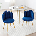Modern Velvet Dining Chairs Set Of 2, Upholstered Woven Dining Chair With Golden Metal Legs, Upholstered Dining Chairs For Dining Room, Kitchen, Vanity, Living Room Blue Primary Living Space Foam Velvet