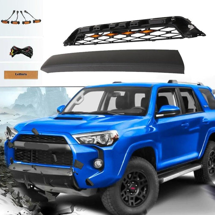 Grille For 5Th Gen 2020 2021 2022 2023 Toyota 4Runner Trd Pro Grill With Raptor Lights And Letter Black Abs Abs