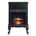 Black 1 Drawer Fireplace With Queen Ann Leg Electric Black Primary Living Space Freestanding Wood Electric