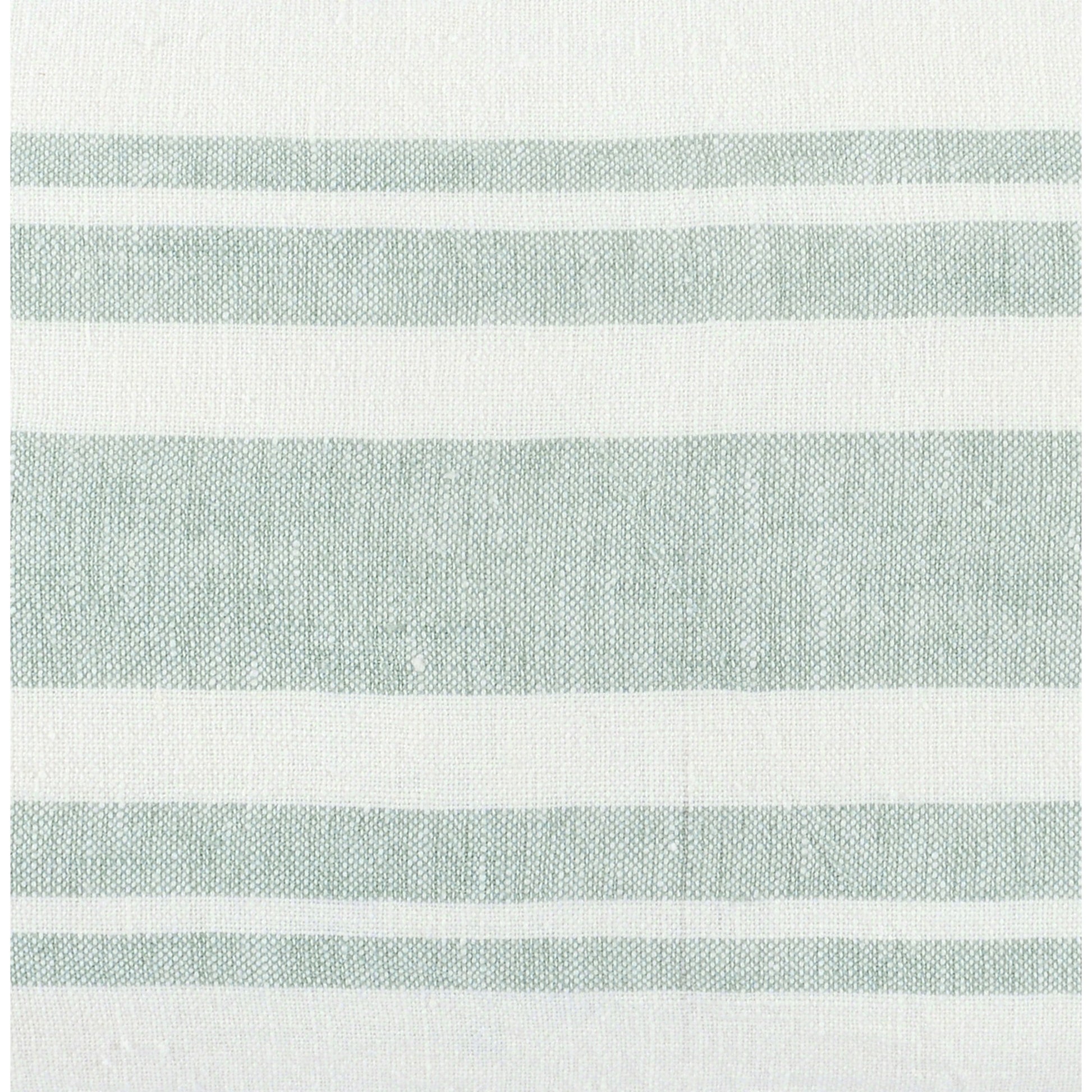 22 Inch Square Linen Accent Throw Pillow, Stripe Design, Eucalyptus, White White Green Wood