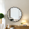 Solid Wood Wavy Mirror Black Vanity Mirror Wall Decor 42