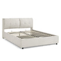 Queen Size Storage Upholstered Hydraulic Platform Bed With Integrated Headboard, Chenille Fabric, Beige Box Spring Not Required Queen Beige Bedroom Luxury,Modern Bed Frame Cotton Chenille Chenille