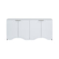 Vertical Stripes And Wavy Design Of A Four Door Cabinet Cabinet Suitable For Hallway, Entryway, Living Room 3 4 Spaces White Primary Living Space Artsy Mdf