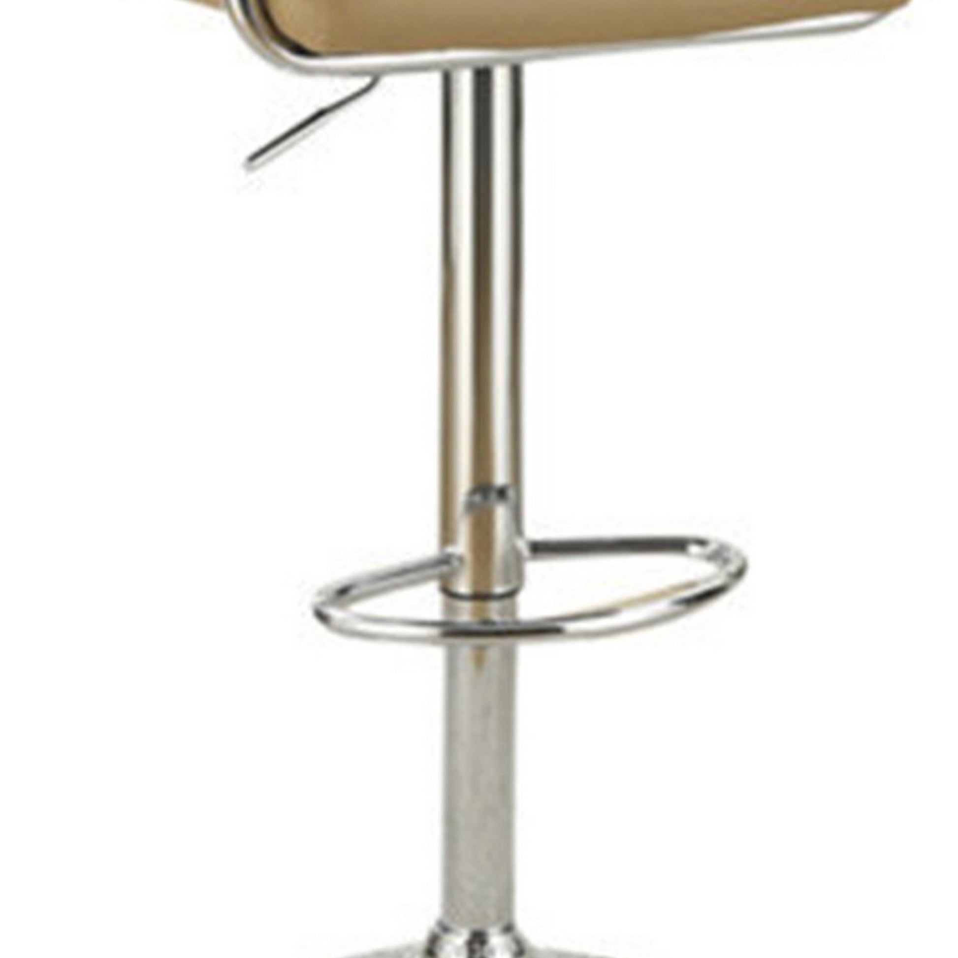 Arm Chair Style Bar Stool With Gas Lift Brown And Silver Set Of 2 Brown Mdf