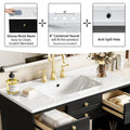 36'' Bathroom Vanity With Resin Sink Combo, Solid Wood Frame Bathroom Storage Cabinet, Freestanding Vanity Set With 2 Drawers& Soft Closing Doors, Black Black Bathroom Solid Wood Mdf Resin