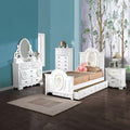 White 2 Drawer Nightstand With Floral Motifs White 3 Drawers Bedroom Rectangle Felt Lined Drawers White Wood