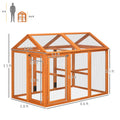 Pawhut Chicken Run, Wooden Large Chicken Coop, Combinable Design With Perches & Doors For Outdoor, Backyard, Farm, 4.6' X 2.8', Orange Orange Wood