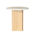 Qwin End Table, Marble Top & Oak Finish Lv03006 White Natural Solid Wood Mdf Resin