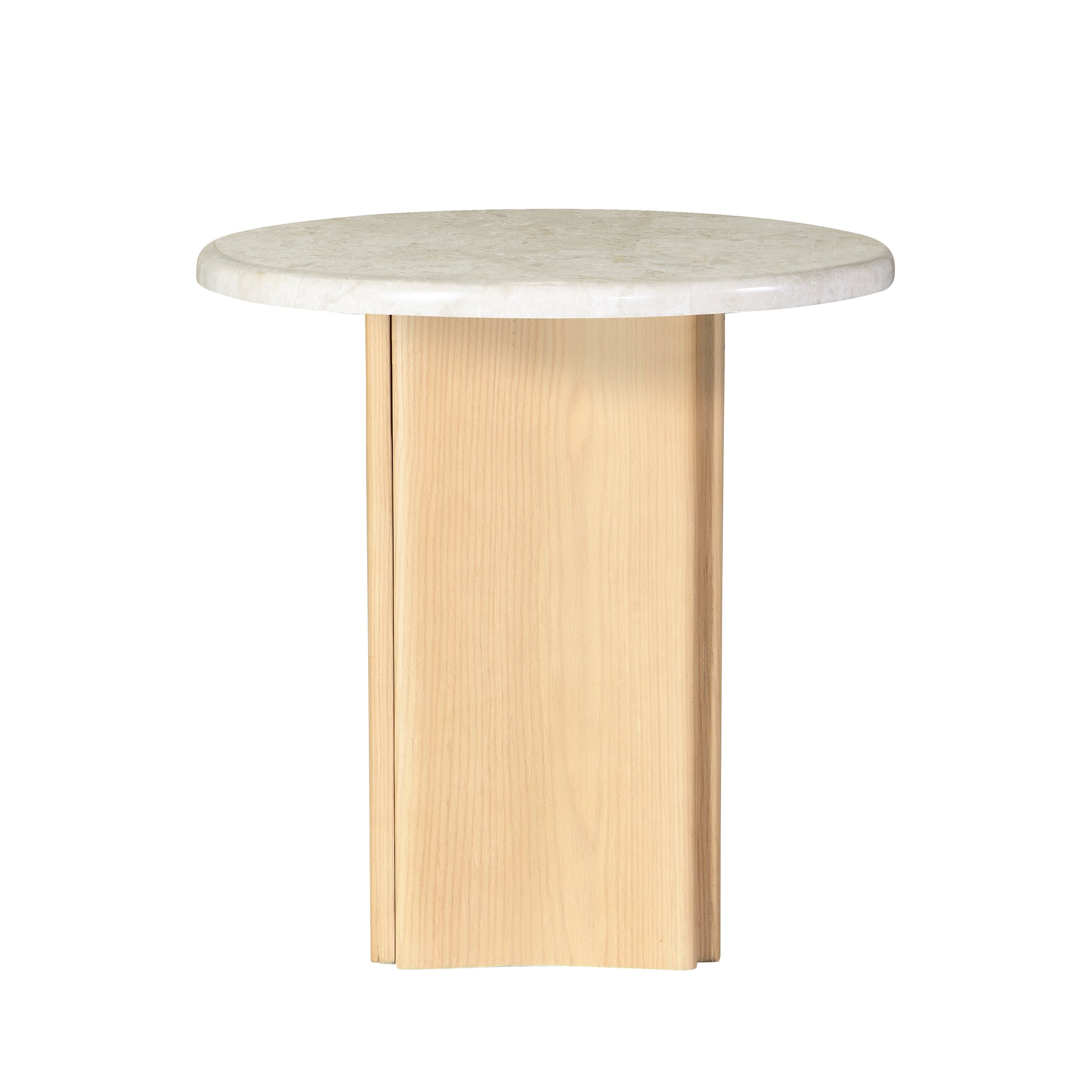 Qwin End Table, Marble Top & Oak Finish Lv03006 White Natural Solid Wood Mdf Resin