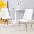 2 Modern Dining Chairs, Smooth Pu Leather Backrest And Silver Toned Metal Legs For A Comfortable Home Experience For Kitchens, Bedrooms And Offices. White Pu