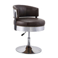 Distress Chocolate And Chrome Adjustable Swivel Stool Chocolate Primary Living Space Modern Leather