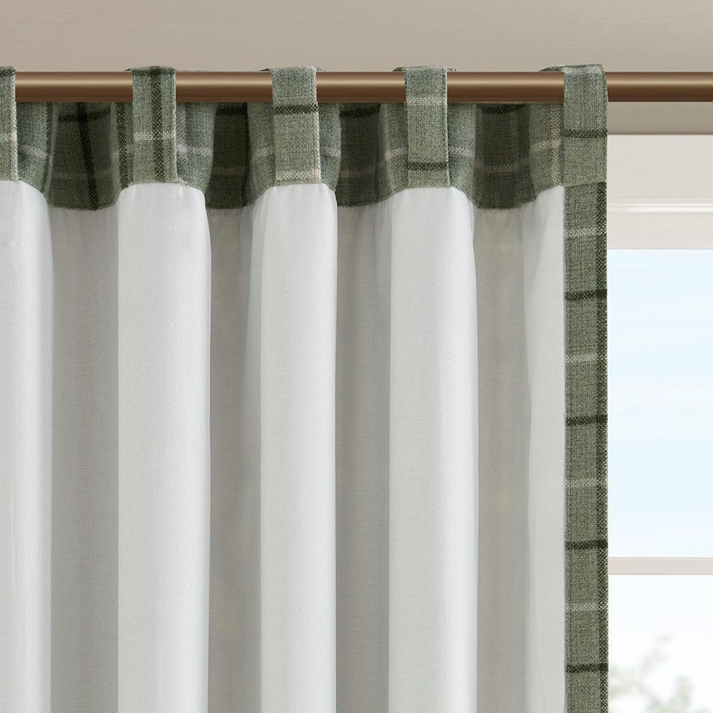 Plaid Faux Leather Tab Top Curtain Panel With Fleece Lining Only 1 Pc Curtain Panel Multicolor Polyester