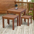 Outsunny 3 Piece Outdoor Side Nesting Table Patio Set With Acacia Wood Build & Multi Functional Design Teak Metal